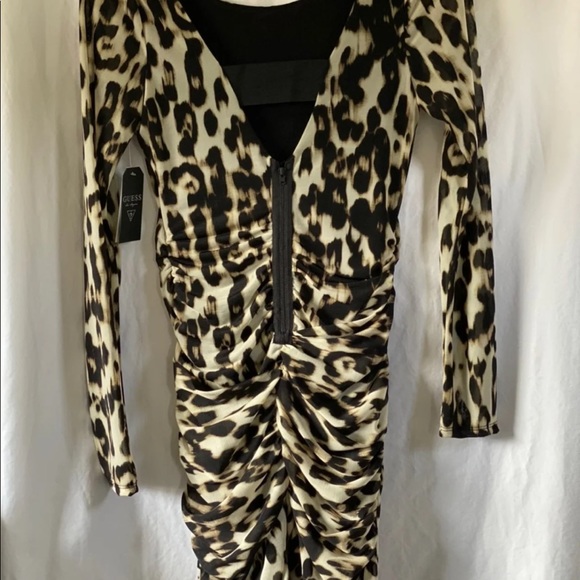 🔥Guess Long Sleeve Sexy Animal Print Dress Small - Picture 2 of 6